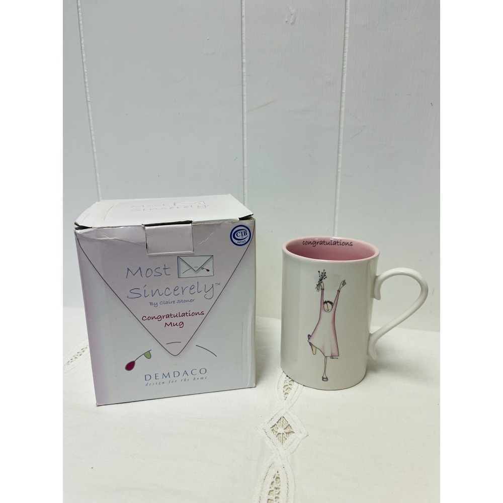 VTG Demdaco Most Sincerely By Claire Stoner 'Congratulations' Coffee Cup Mug NEW